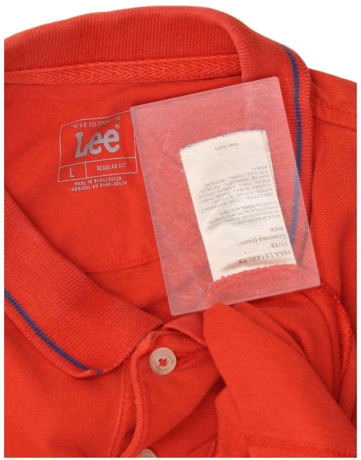LEE Mens Regular Fit Polo Shirt Large Red Cotton