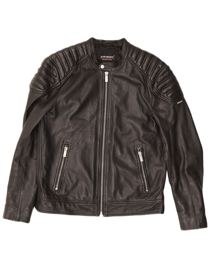Jaqueta masculina de couro Superdry para motociclista UK 42 XL preta