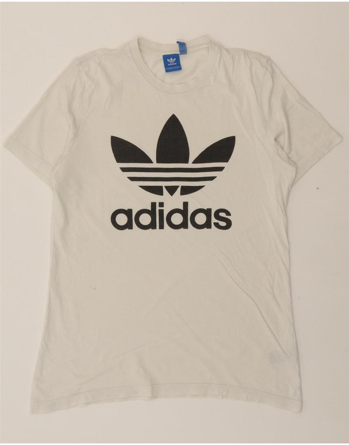 ADIDAS Mens Graphic T-Shirt Top Medium White Cotton Vintage Adidas and Second-Hand Adidas from Messina Hembry 