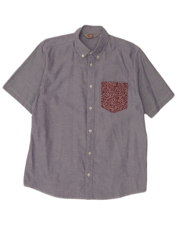 Koszula męska Carhartt z krótkim rękawem XL, niebieska, bawełniana w kwiaty
