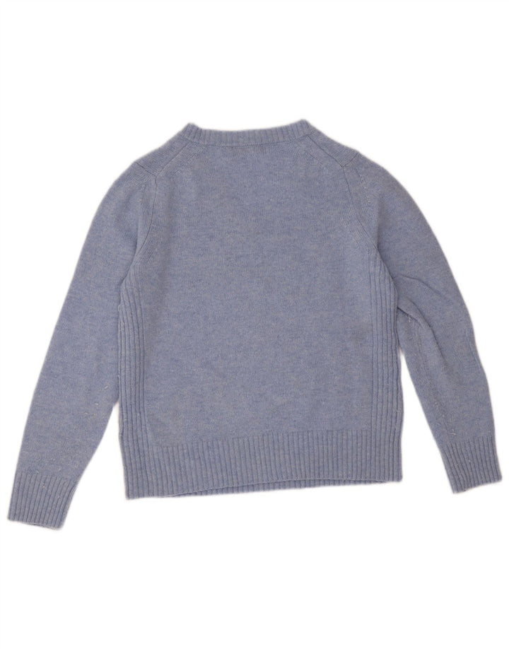 Marks & Spencer Womens V-Neck Jumper Sweater UK 12 Medium Blue Lambswool