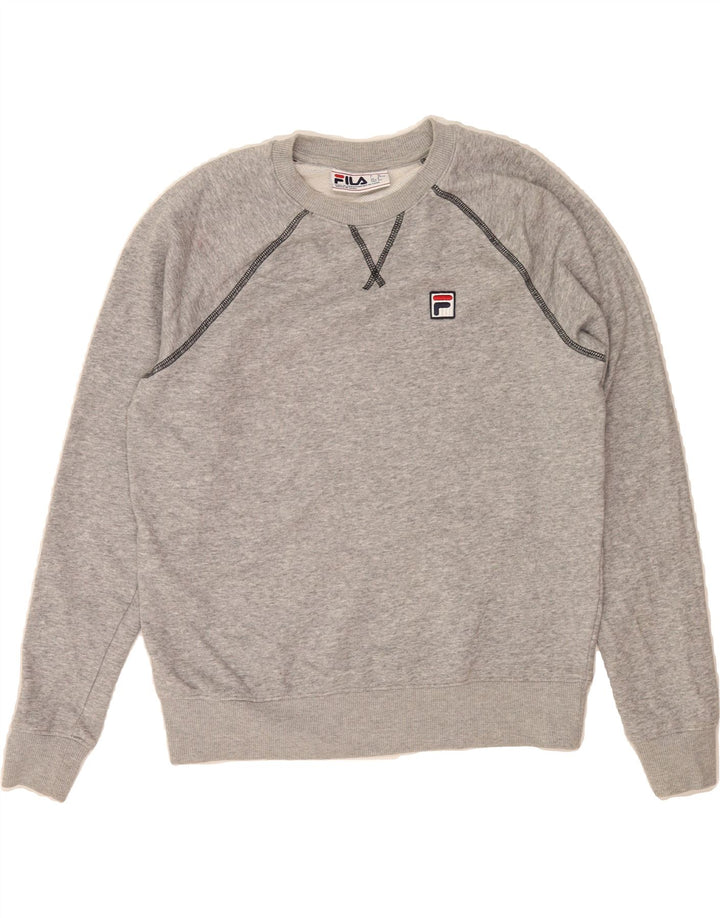 FILA Womens Oversized Sweatshirt Jumper UK 10 Small Grey Cotton Vintage Fila and Second-Hand Fila from Messina Hembry 