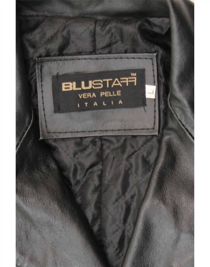 Blustaff Mens Leather Coat UK 40 Large Black Leather