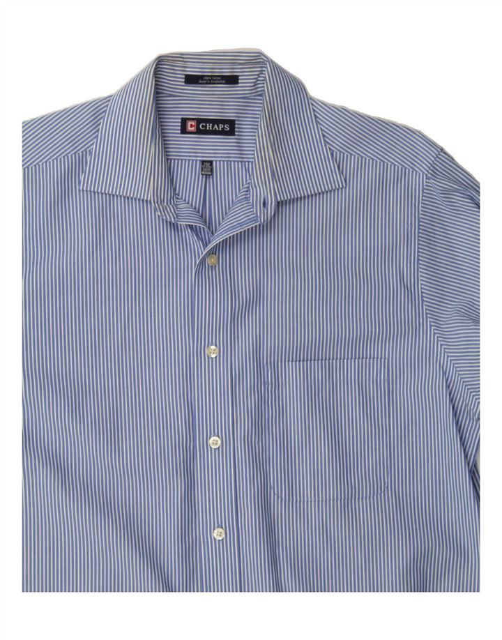 CHAPS Mens Shirt Size 15 15 1/2 Medium Blue Pinstripe Cotton Vintage Chaps and Second-Hand Chaps from Messina Hembry 
