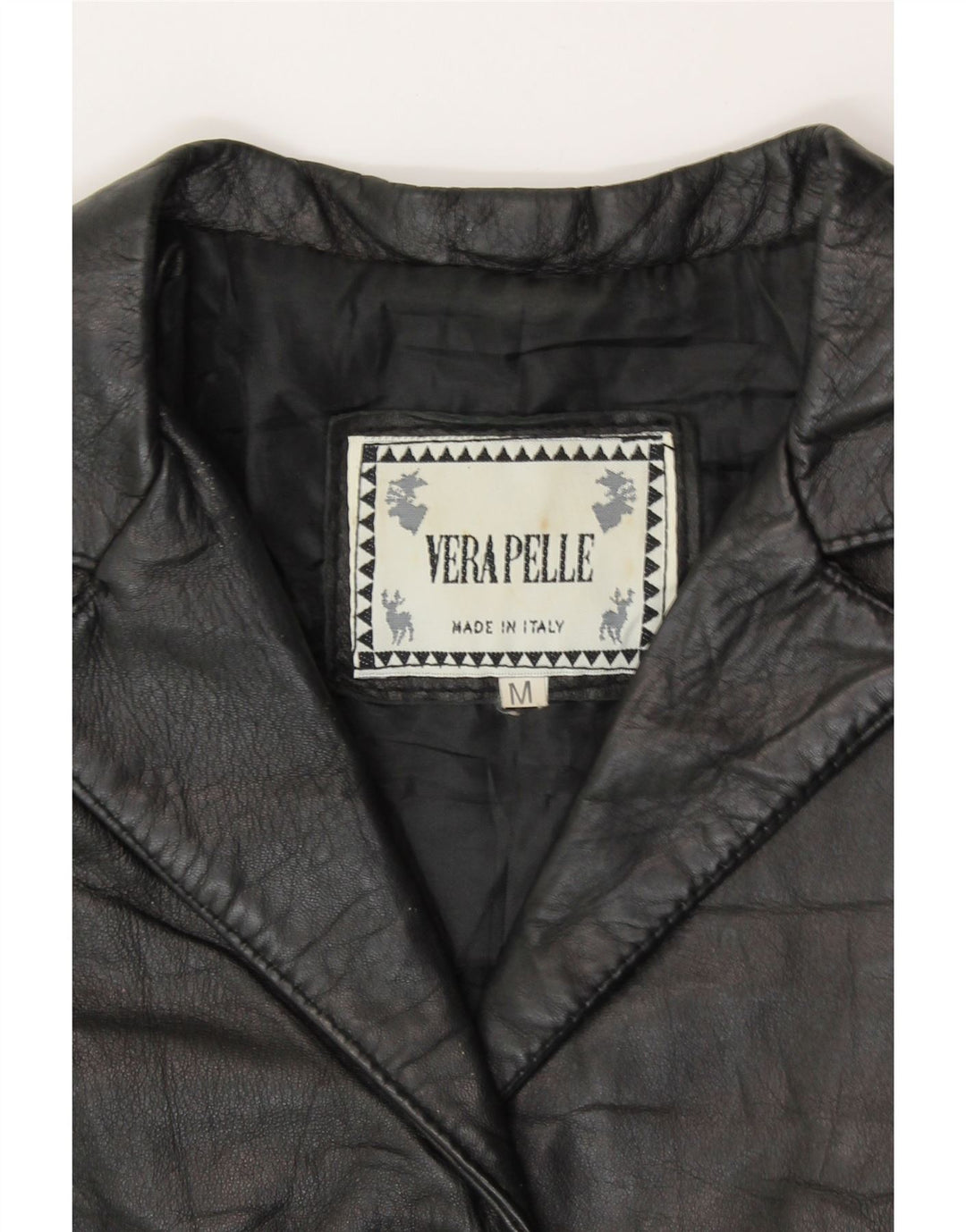 VINTAGE Womens 3 Button Leather Blazer Jacket UK 12 Medium Black Leather