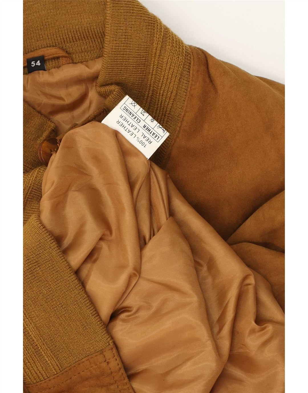 vintage Mens Suede Bomber Jacket IT 54 2XL Cuir Marron