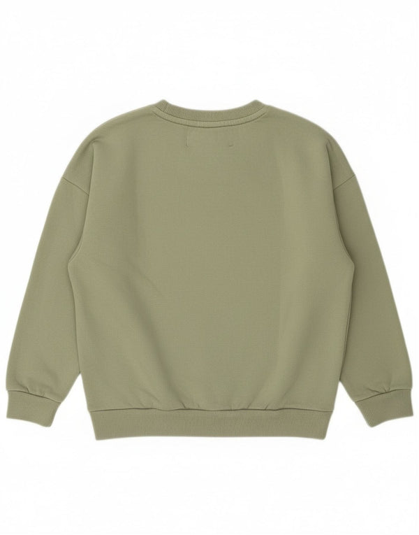 Superdry Womens Graphic Oversized Sweatshirt Jumper UK 8 Small Green Cotton