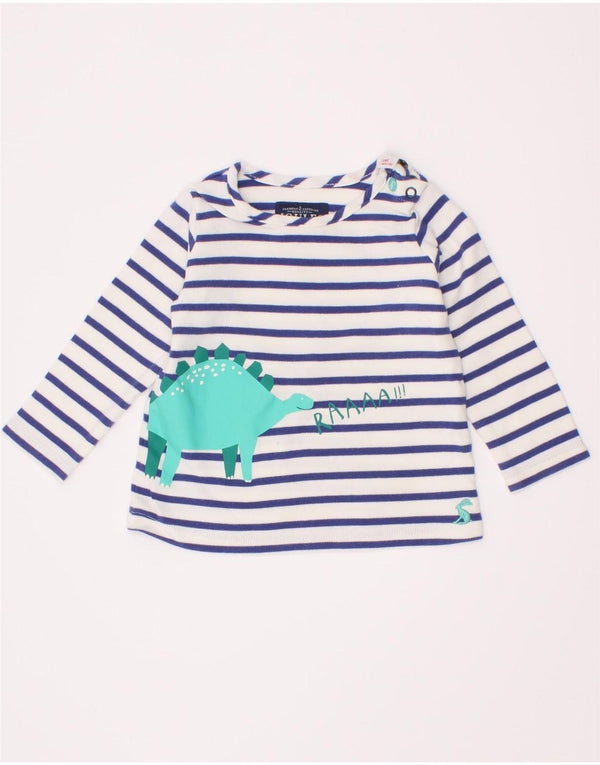 Joules Top grafico per neonato a maniche lunghe 3-6 mesi in cotone a righe blu