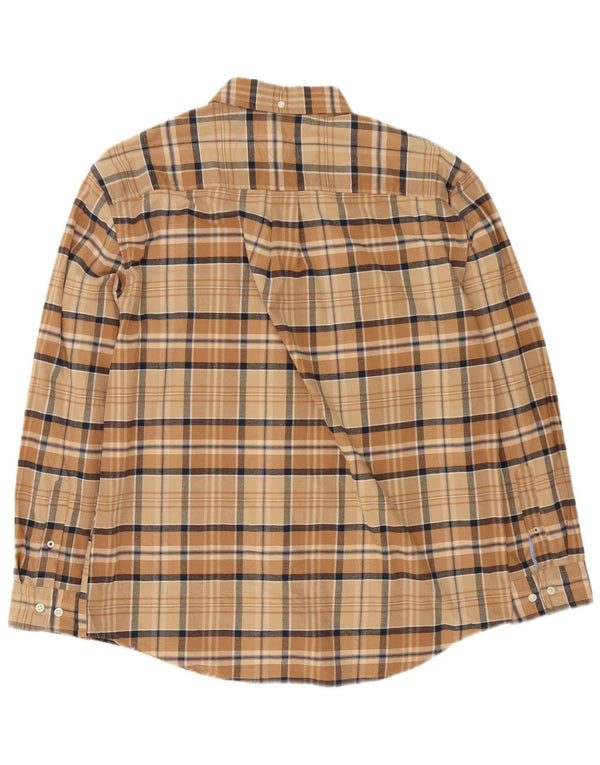 Camisa masculina de flanela Tommy Hilfiger Classic Fit grande algodão xadrez bege