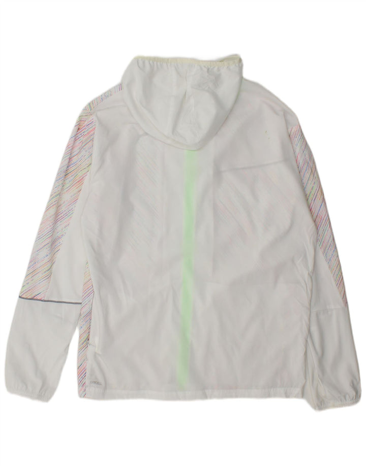 PUMA Mens Hooded Rain Jacket UK 38 Medium White Pinstripe Polyester