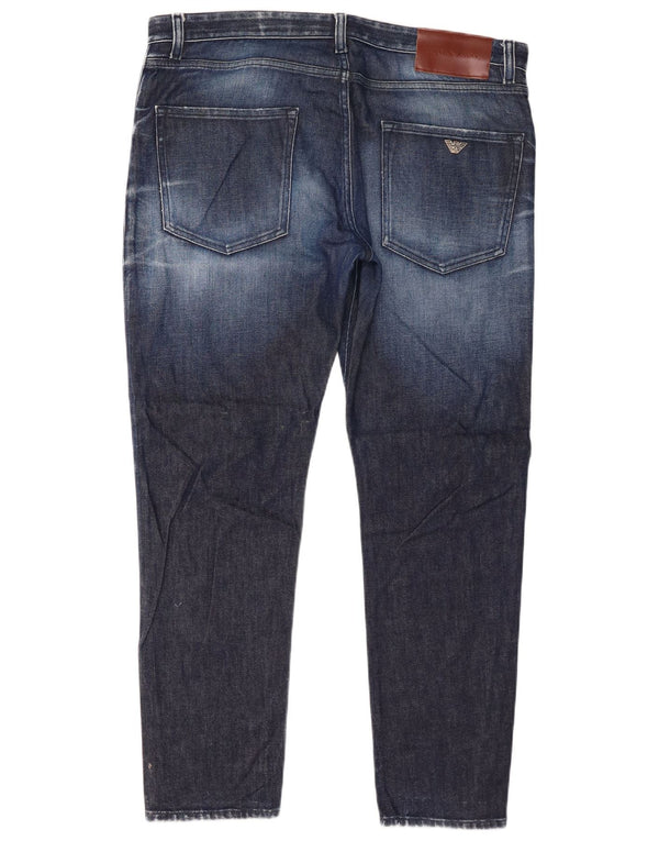 Emporio Armani Herren Distressed Slim Jeans W36 L30 Marineblau Baumwolle