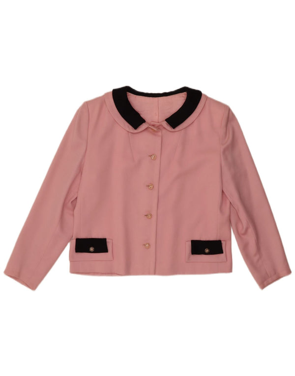 Giacca Bolero vintage da donna UK 12 color block rosa medio