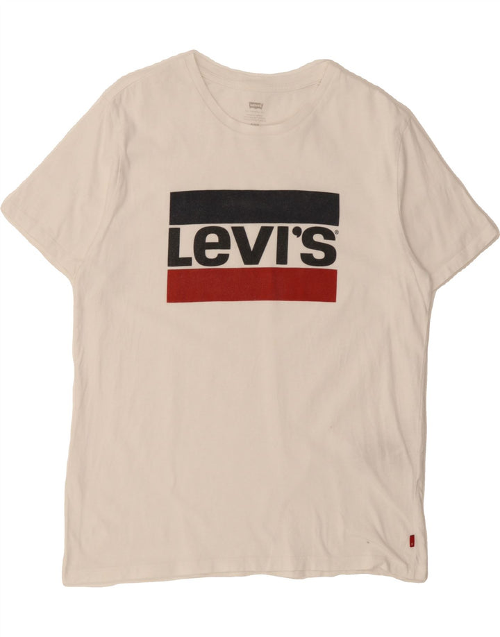 LEVI'S Mens Graphic T-Shirt Top Medium White Cotton Vintage Levi's and Second-Hand Levi's from Messina Hembry 