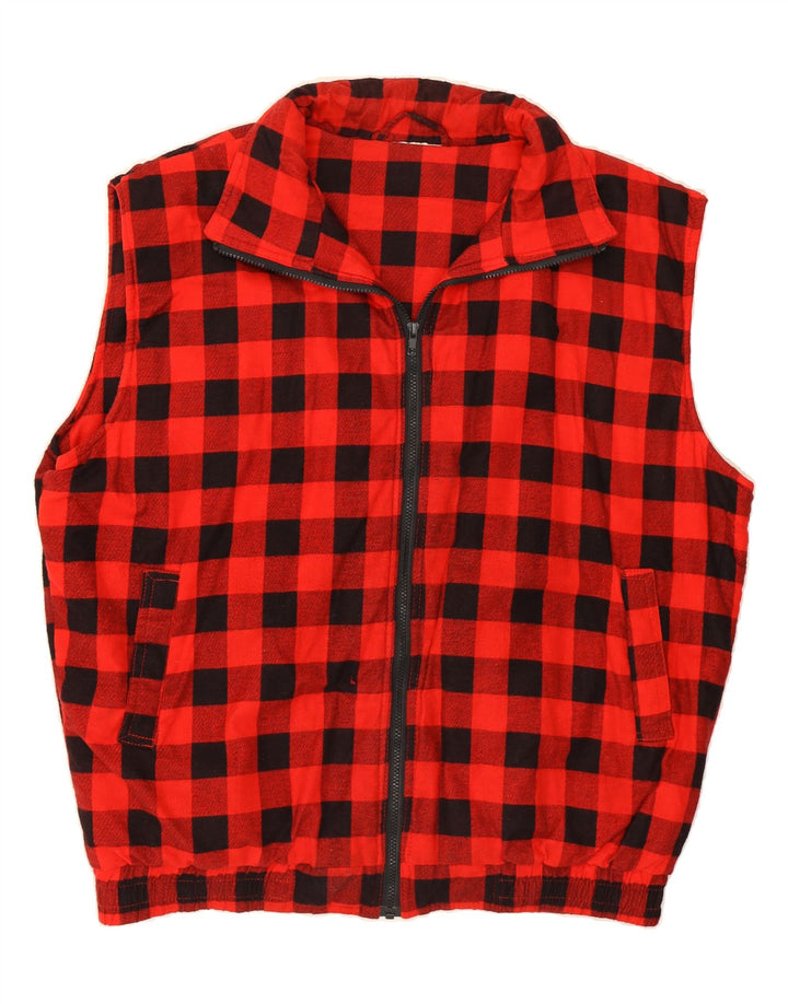 VINTAGE Mens Gilet UK 44 2XL Red Gingham Vintage Vintage and Second-Hand Vintage from Messina Hembry 