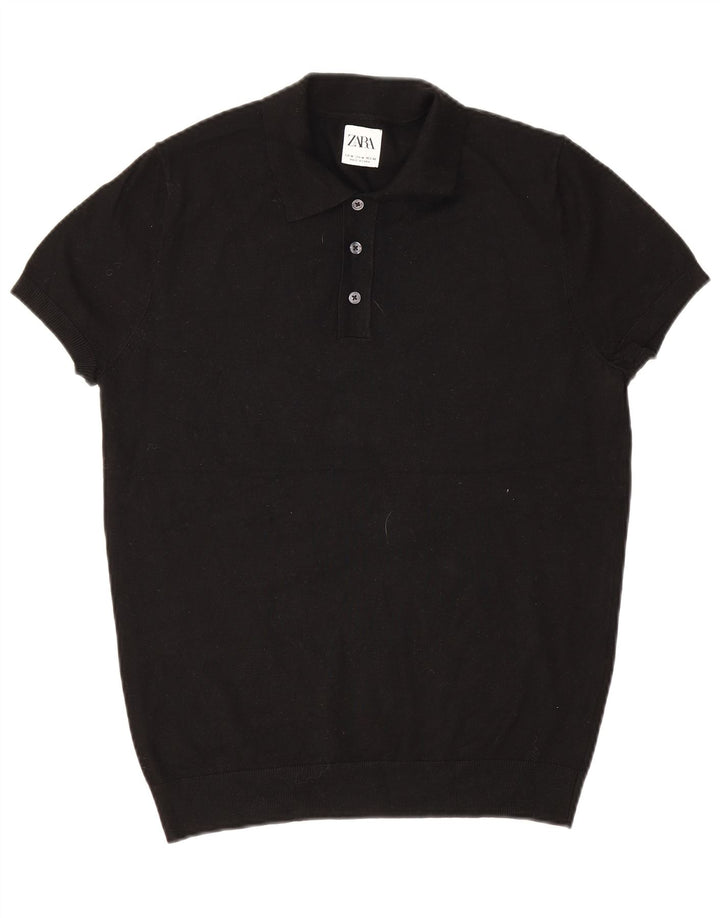 Zara Mens Polo Shirt Medium Black