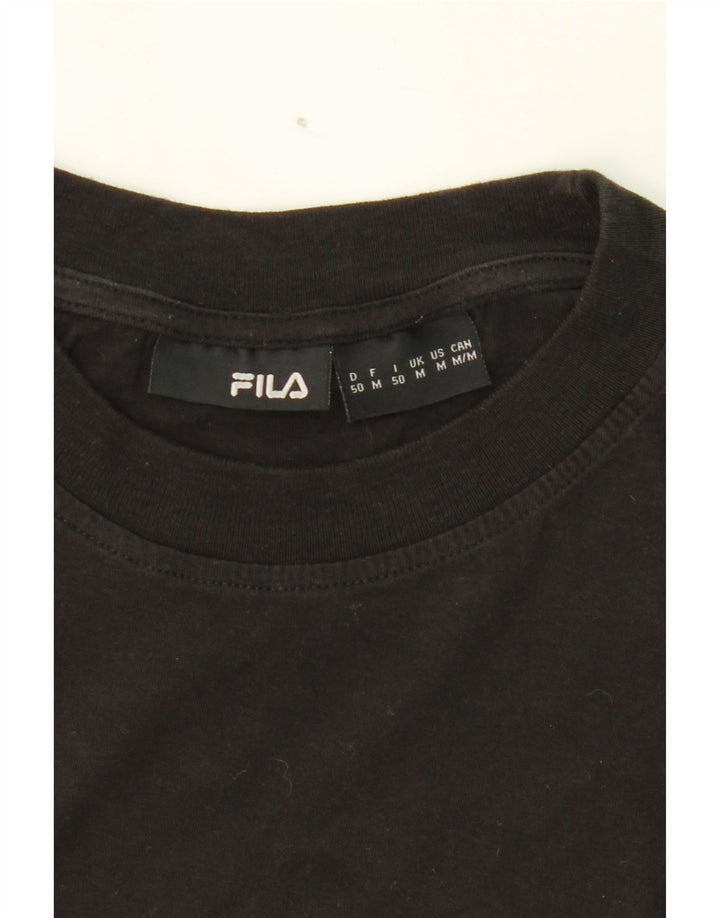 FILA Mens Graphic T-Shirt Top Medium Black Cotton Vintage Fila and Second-Hand Fila from Messina Hembry 