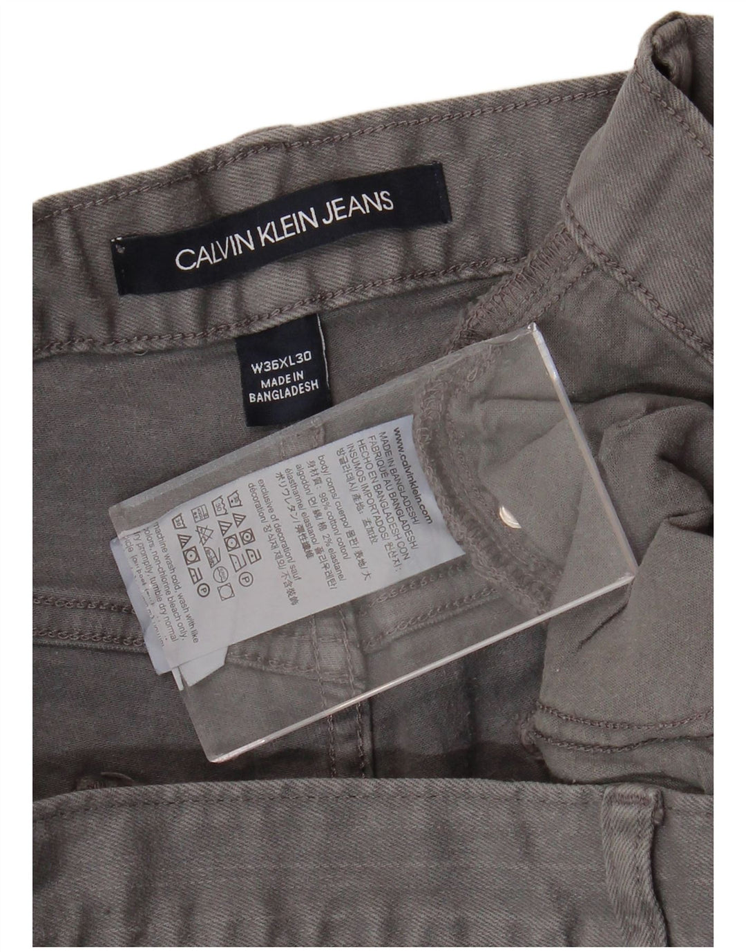 CALVIN KLEIN Mens Straight Jeans W36 L30 Grey Cotton