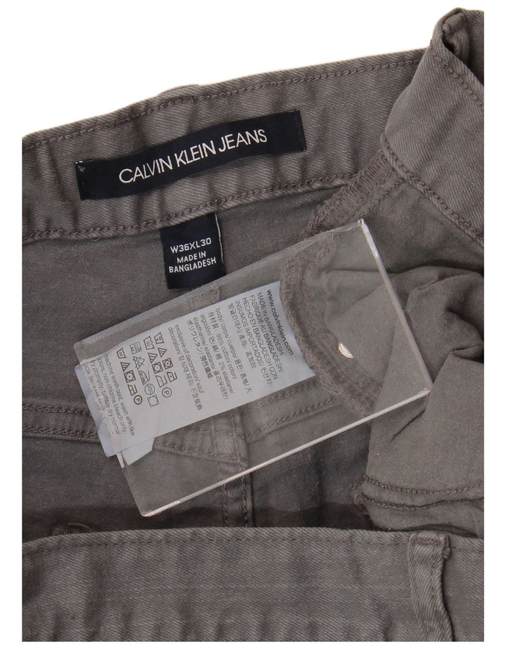 CALVIN KLEIN Mens Straight Jeans W36 L30 Grey Cotton