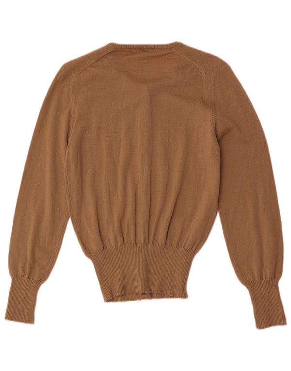 Calvin Klein Jeans Damen-Cardigan-Pullover UK 14 Große braune Wolle