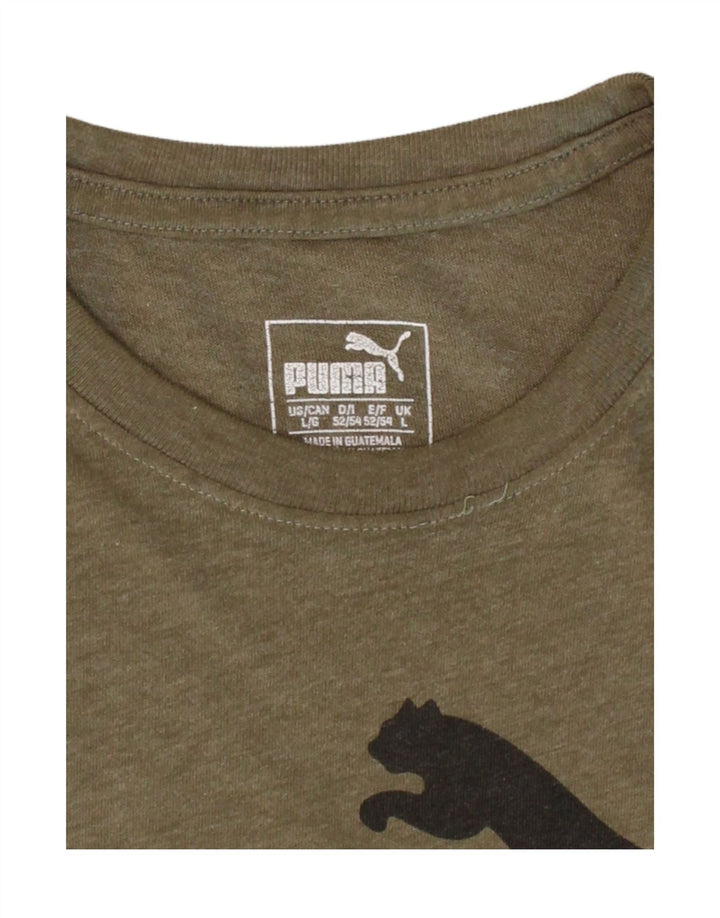 PUMA Mens Graphic T-Shirt Top Large Khaki Vintage Puma and Second-Hand Puma from Messina Hembry 