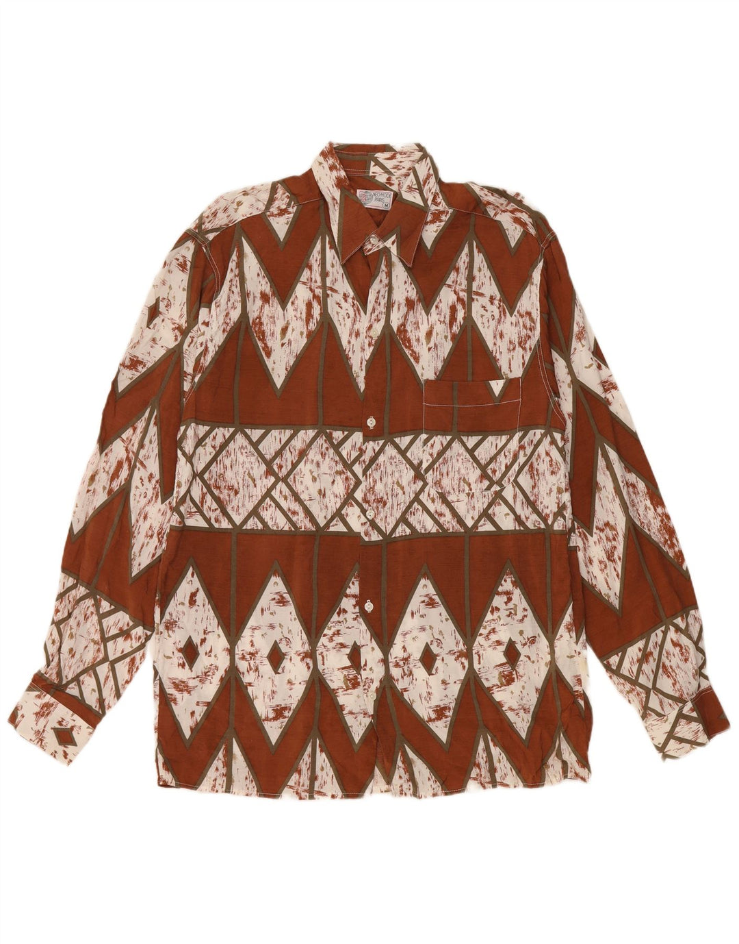 Vintage Herrenhemd mittelbraun geometrisch