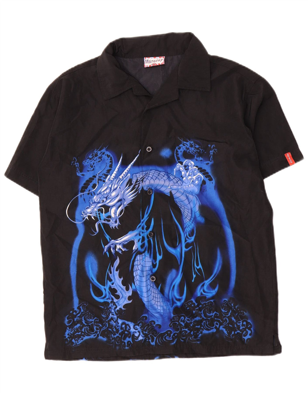 Vintage Boys Graphic Short Sleeve Shirt 15-16 Years Black Polyester