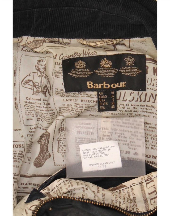 Barbour Vokset bomuldsjakke til kvinder UK 10 Lille Sort