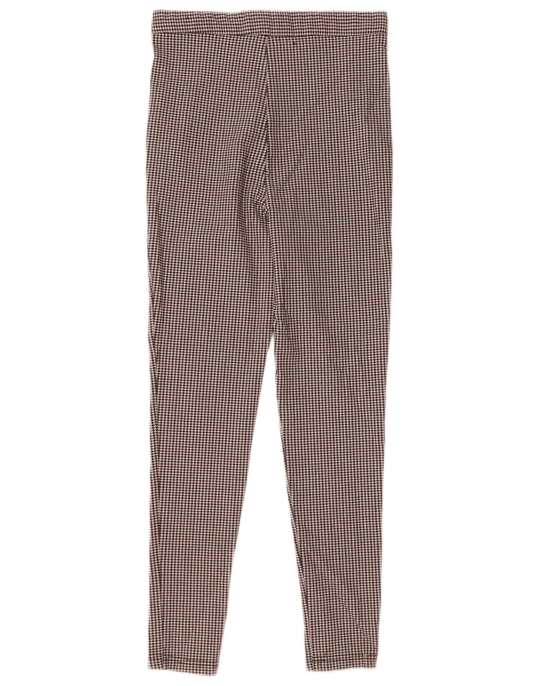 Zara Womens Skinny Trousers Medium Red Houndstooth Polyester
