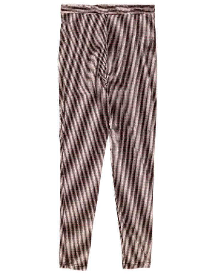 Zara Womens Skinny Trousers Medium Red Houndstooth Polyester