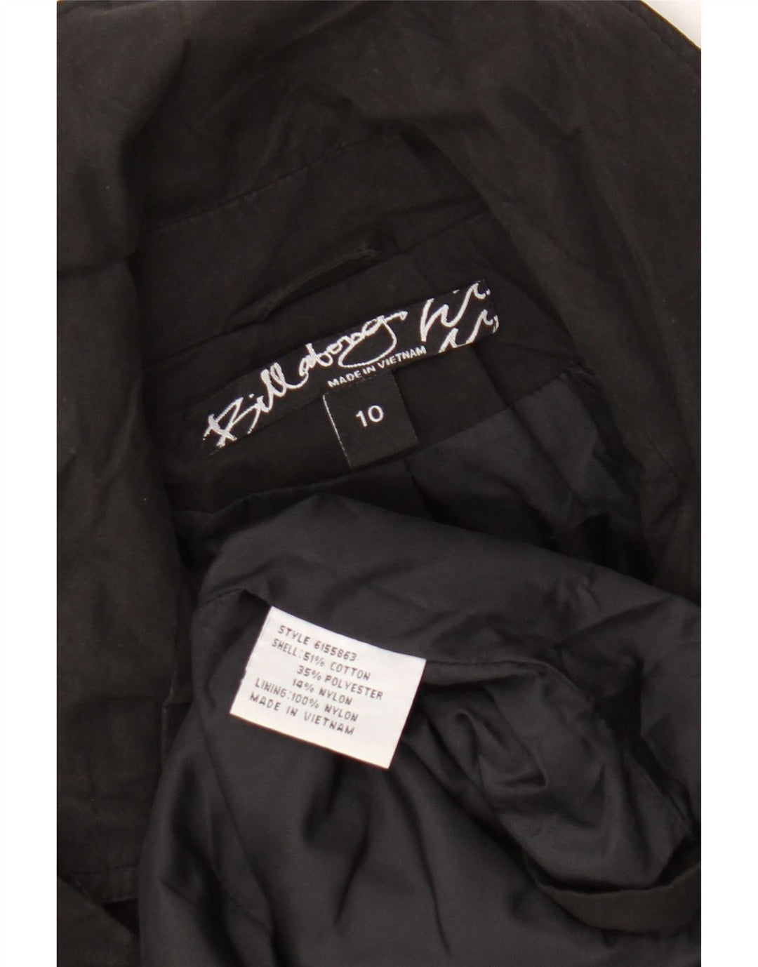 Billabong Womens Double Breasted Coat UK 10 Small Black Cotton