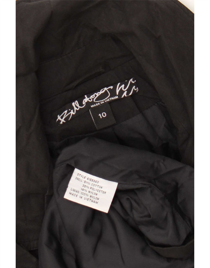 Billabong Womens Double Breasted Coat UK 10 Small Black Cotton
