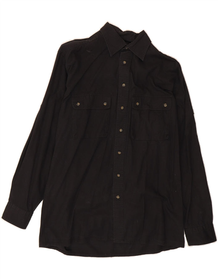 VINTAGE Mens Shirt Size 37/38 Small Black Cotton Vintage Vintage and Second-Hand Vintage from Messina Hembry 