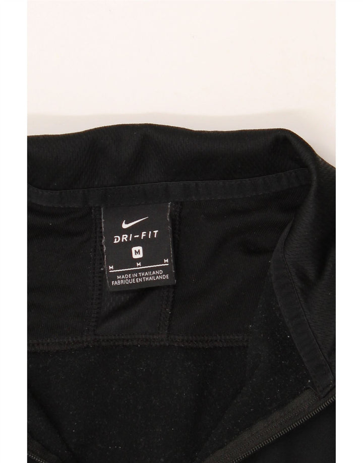 NIKE Mens Dri Fit Zip Neck Pullover Tracksuit Top Medium Black Polyester Vintage Nike and Second-Hand Nike from Messina Hembry 