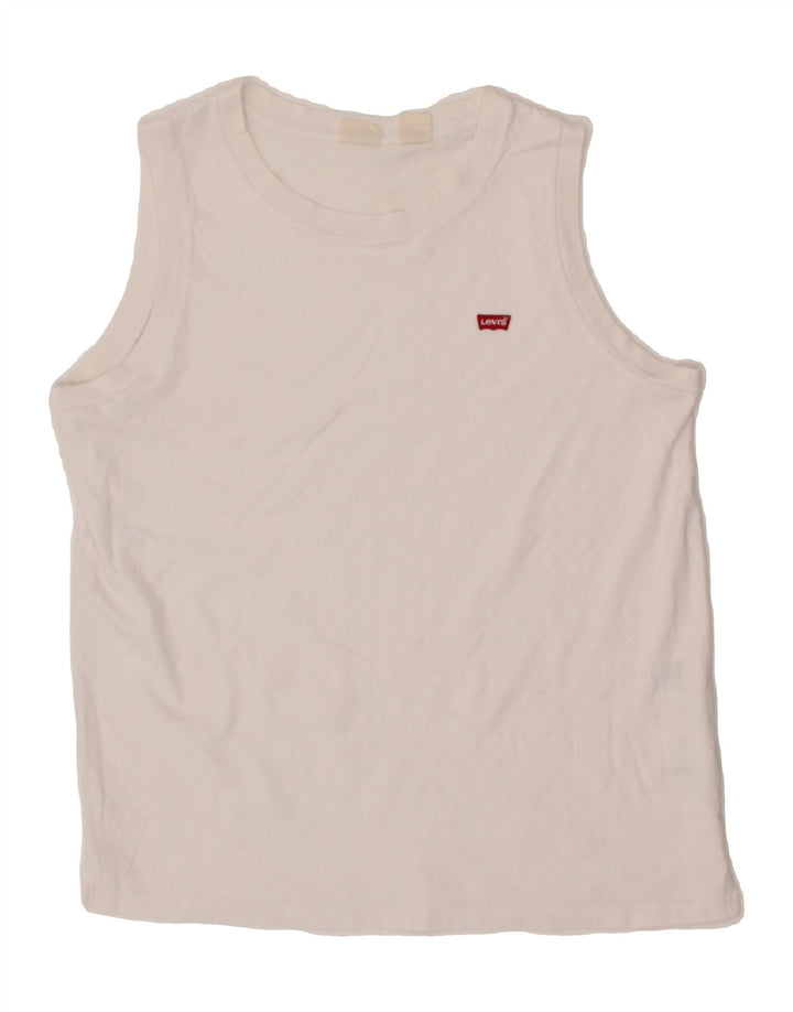 LEVI'S Womens Vest Top UK 14 Medium White Cotton Vintage Levi's and Second-Hand Levi's from Messina Hembry 