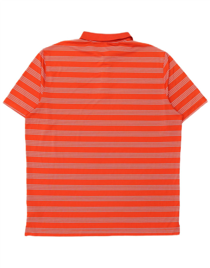 Nike Mens Dri Fit Polo Shirt 2XL Orange Striped Polyester