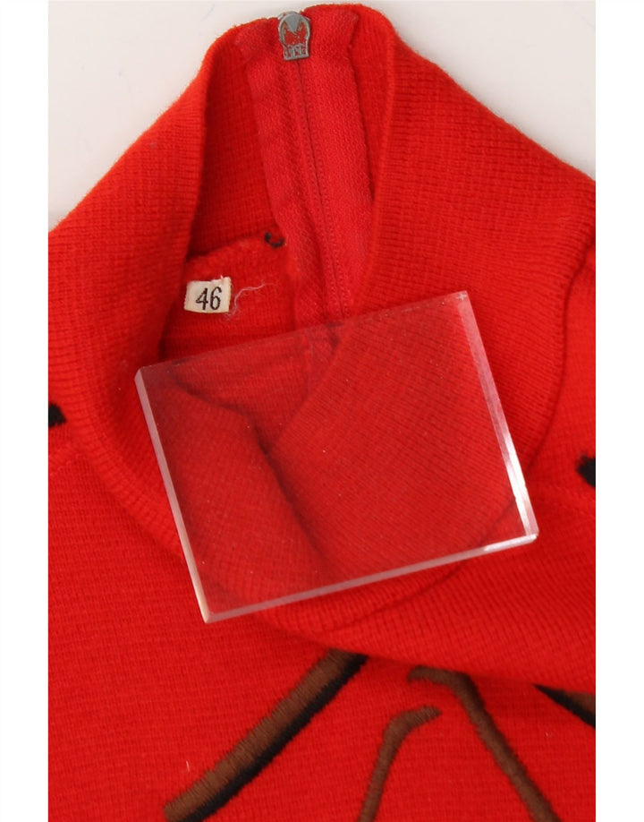 VINTAGE Womens Turtle Neck Jumper Sweater IT 46 Large Red Geometric Vintage Vintage and Second-Hand Vintage from Messina Hembry 