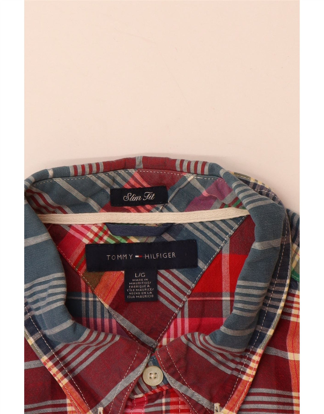 TOMMY HILFIGER Mens Slim Fit Flannel Shirt Large Multicoloured Check