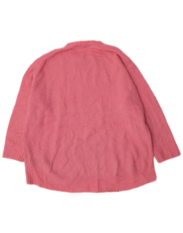 Zara Womens Oversized Crew Neck Jumper Sweater UK 10 Small Pink Acryl