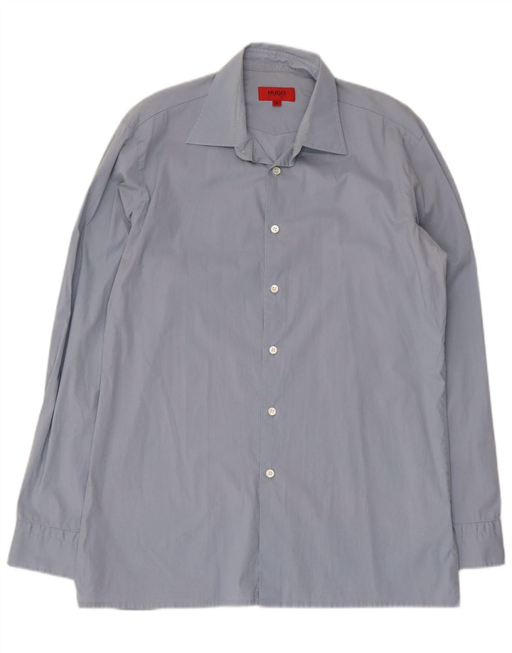 Hugo Boss Mens Shirt Medium Blue Cotton