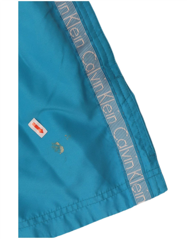 CALVIN KLEIN Mens Graphic Swimming Shorts Large  Blue Polyester