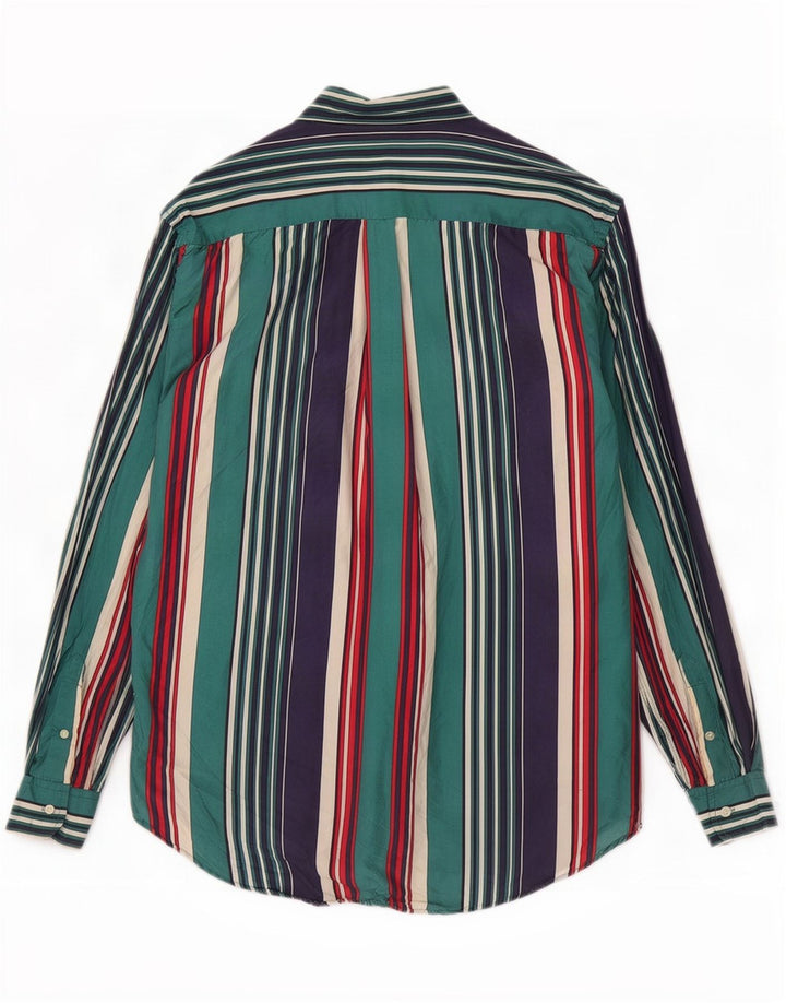 Vintage Mens Shirt Small Blue Striped Silk