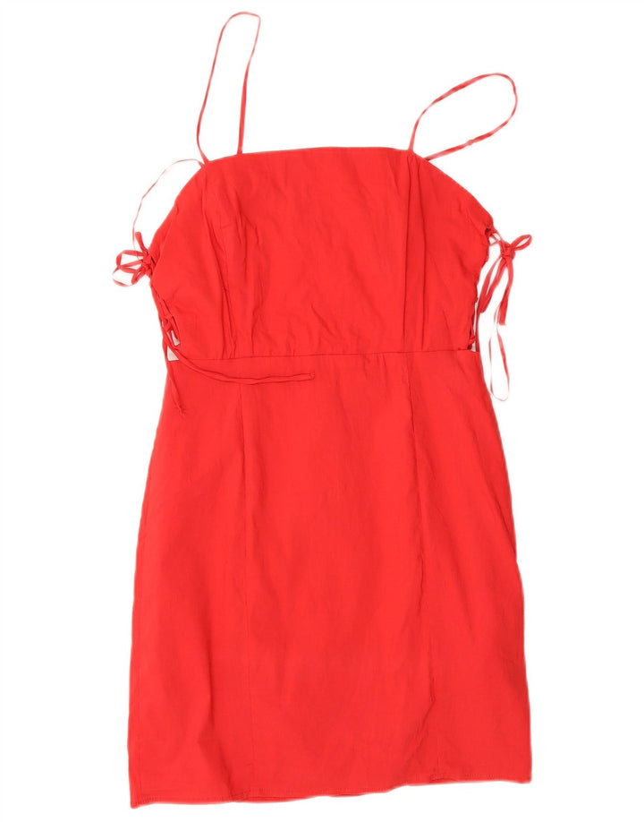 Zara Womens Sundress UK 12 Medium Red Cotton