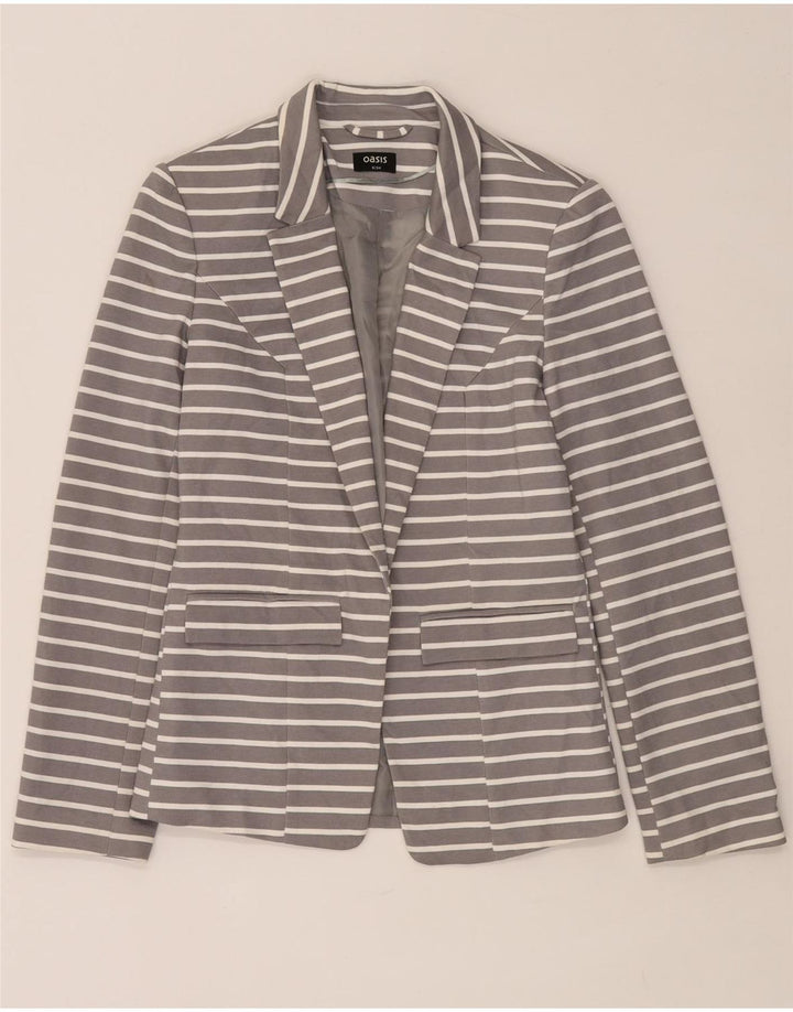 Oasis Womens Open Blazer Jacket UK 8 Small Gråstribet polyester