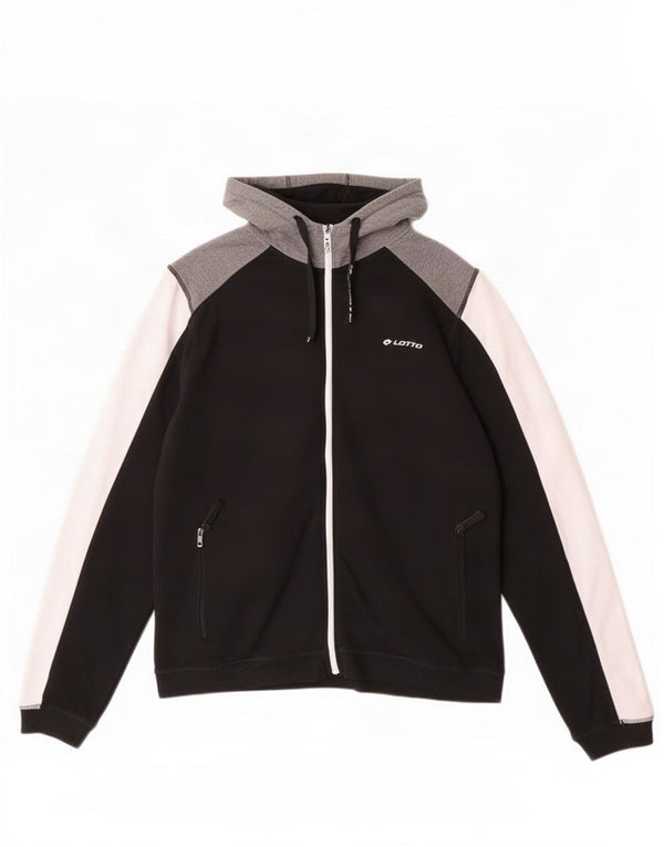 Maglione con cappuccio e zip da uomo Lotto XL in poliestere color block nero
