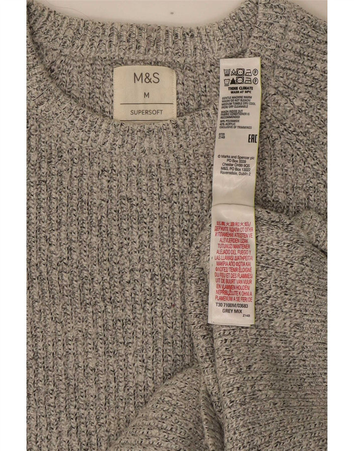 Marks & Spencer Męski sweter z okrągłym dekoltem, średnioszary poliamid