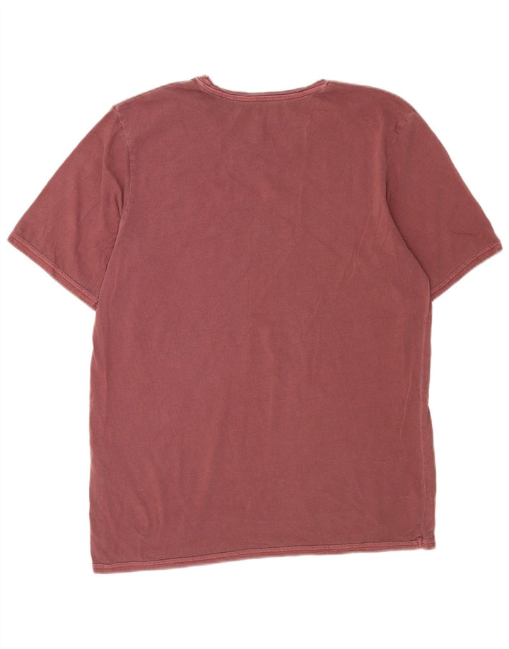 Jack & Jones Mens T-Shirt Top Medium Maroon Cotton