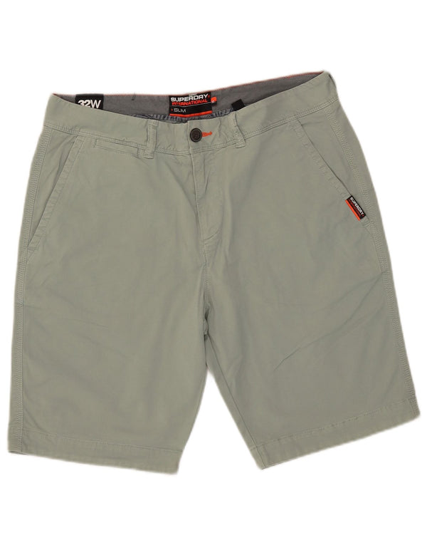 Pantaloni scurți chino Superdry Slim Fit pentru bărbați W32, bumbac verde mediu
