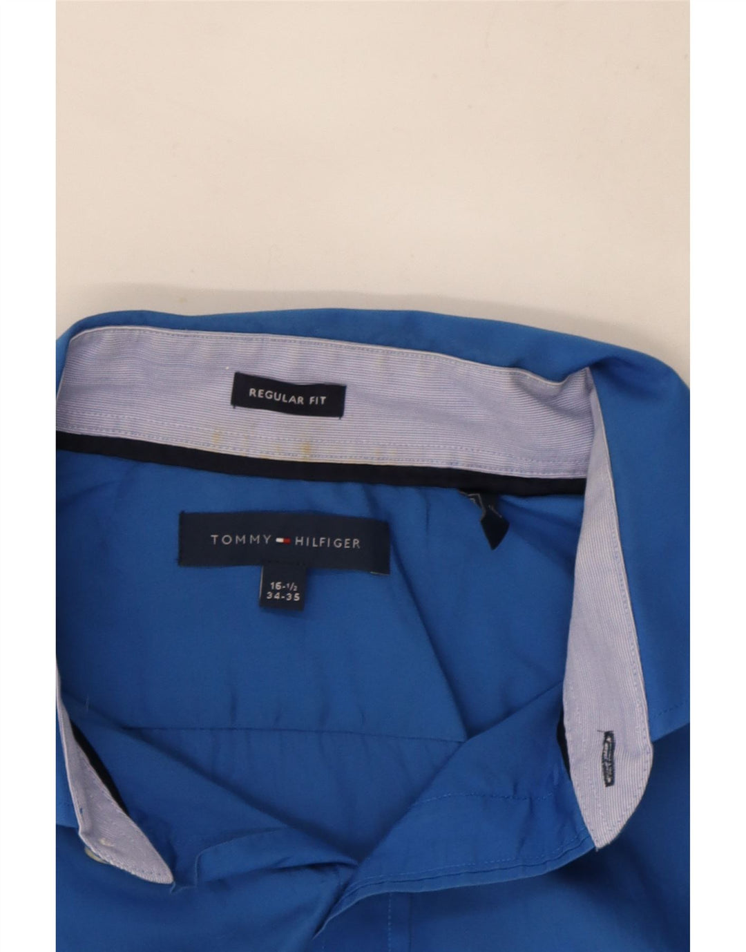 Tommy Hilfiger Mens Regular Fit Shirt Size 16 1/2 Large Blue
