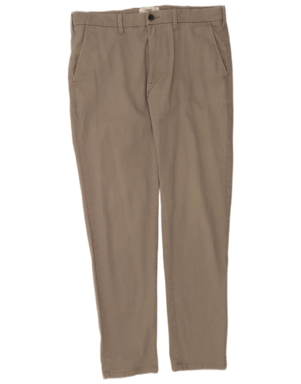 Pantaloni chino slim fit da uomo Marks & Spencer W34 L31 cotone grigio