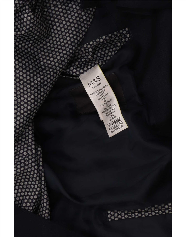 Marks & Spencer Herre 2-knaps blazerjakke UK 48 2XL Navy Blue Polyester